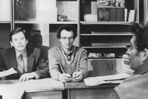 Интервью телевидению ФРГ дают В. Рыляков и П. Заложков. Тирасполь, 1989 год